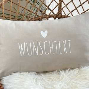 Cojín personalizado con texto a tu gusto | 50x30 cm | Ideal para regalo | Cojín decorativo | Beige arena