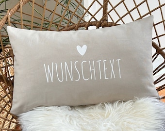 Cushion with "desired text" | 50x30 | Gift idea | Decorative cushion personalized | sand beige