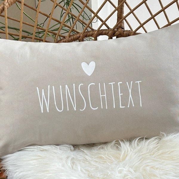 Cojín personalizado con texto a tu gusto | 50x30 cm | Ideal para regalo | Cojín decorativo | Beige arena