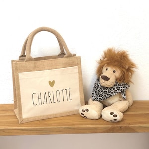 Kleine Jutetasche personalisiert, ShopperBag mit Namen, Shoppertasche, für die Kleinen, Mini Bag, Partnerlook mit Mama