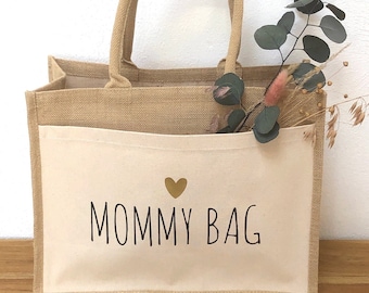 Jutetasche, Shopper, Bag, Shoppertasche, für die Mama, Mommy Bag, Babyparty, Geburt, Geschenk für die Mama, 42x33x16