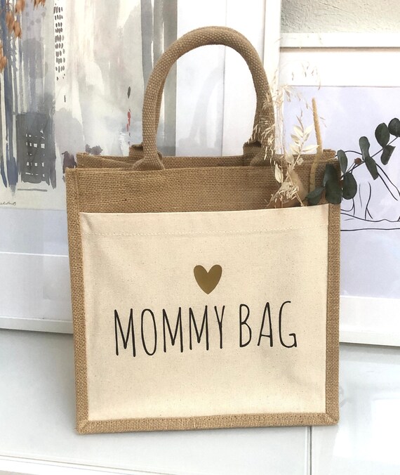 Jutetasche, Shopper, Mommy Bag, Shoppertasche, für die Mama, Babyparty, Geburt, Geschenk für die Mama, 30x30x19