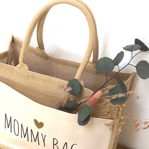 Jute bag, shopper, bag, shopper bag, for mom, mommy bag, baby shower, birth, gift for mom, 42x33x19 image 2