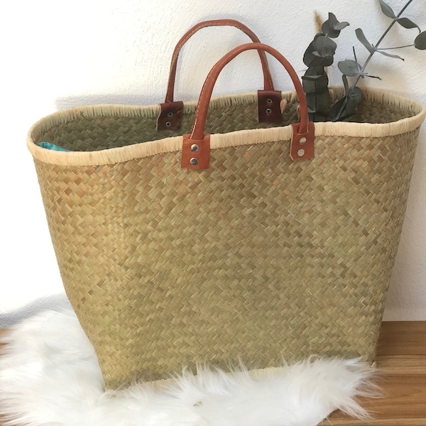 Basket bag, market basket, shopping bag boho braided