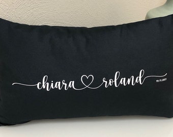 Pillow, wedding, desired text, housewarming, Valentine's Day, golden wedding, partner pillow, engagement, anniversary, gift