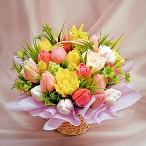 Danolt Scatola Regalo Con Fiori Di Sapone E Candela Profumata Alla Rosa - Con Luci LED E Biglietto - Per Mamma, Amica, Insegnante