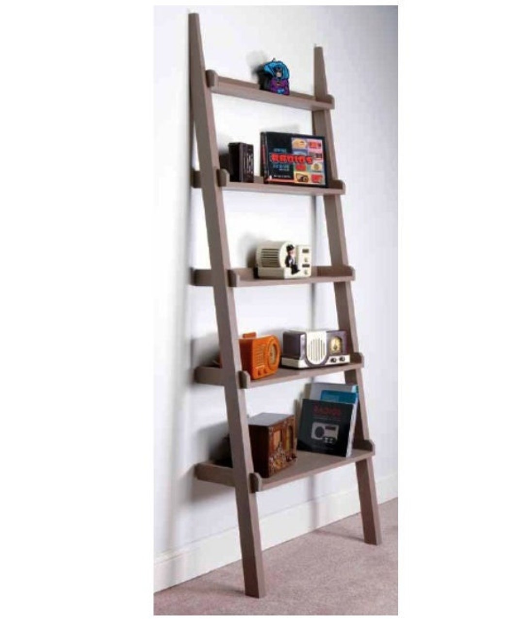 Bookcase DIY PLANS Easy Beginner Level - Ladder Shelves Bookcase ...