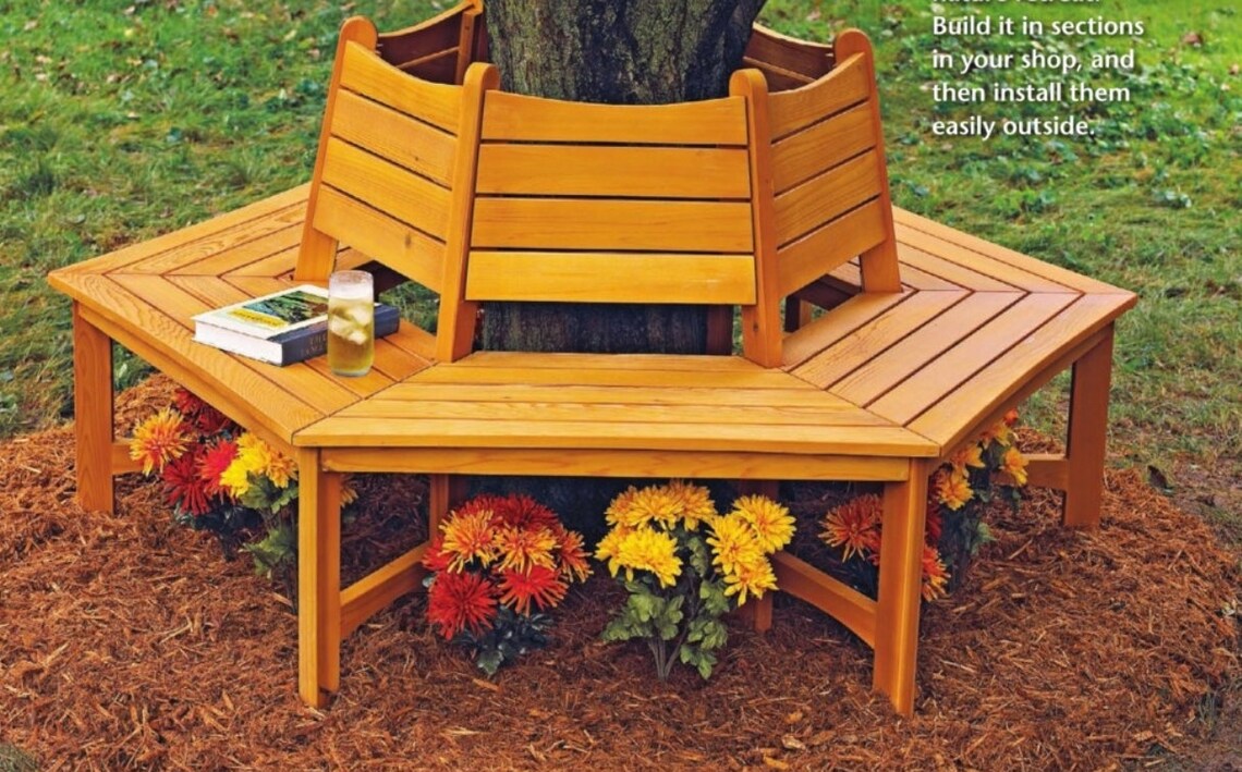Wraparound Tree Bench PLANS Hexagonal Bench Woodcraft Plans Etsy