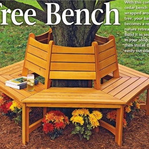 Wraparound Tree Bench PLANS - Hexagonal Bench Woodcraft Plans Garden Furniture Bench Joinery Plan - Instant PDF Download