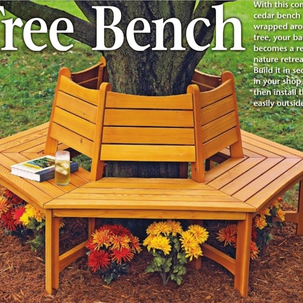 Tree Bench PLANS - Woodcraft Plans Garden Furniture Bench Joinery Plan - Instant PDF Download