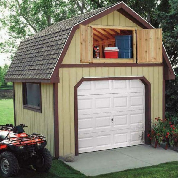 Gambrel SHED GARAGE 12 x 12ft Plans DiY -- Garden Shed Build How to Joinery Tutorial -- Instant PDF Download