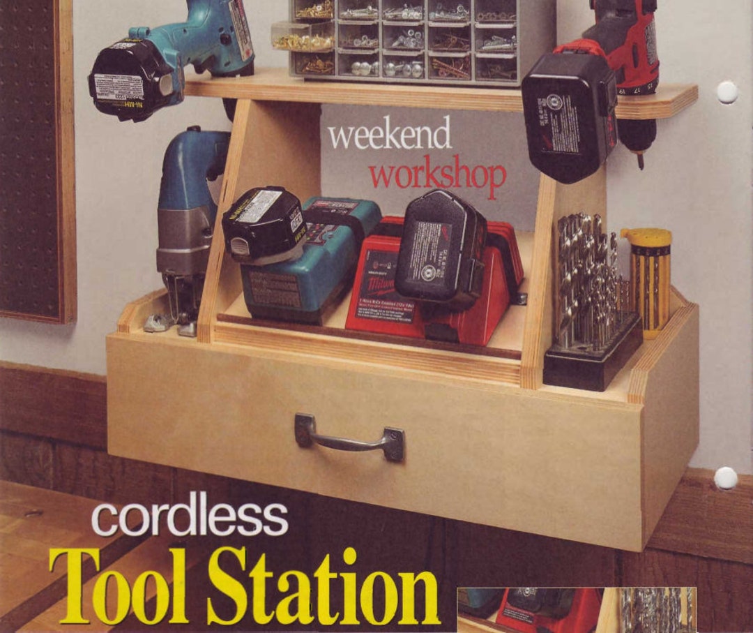 DIY Cordless Drill Holder PLANS Cordless Tool Station Woodcraft Plans Joinery Plan