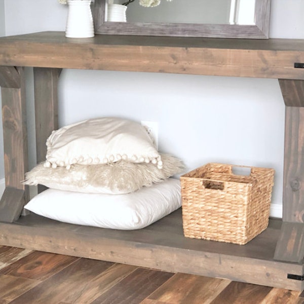 Rustic Farmhouse Side Table PLANS Vintage - 49x16x30 DIY Log Storage Table Self-Build Plans Joinery How To Plan - Instant PDF Download