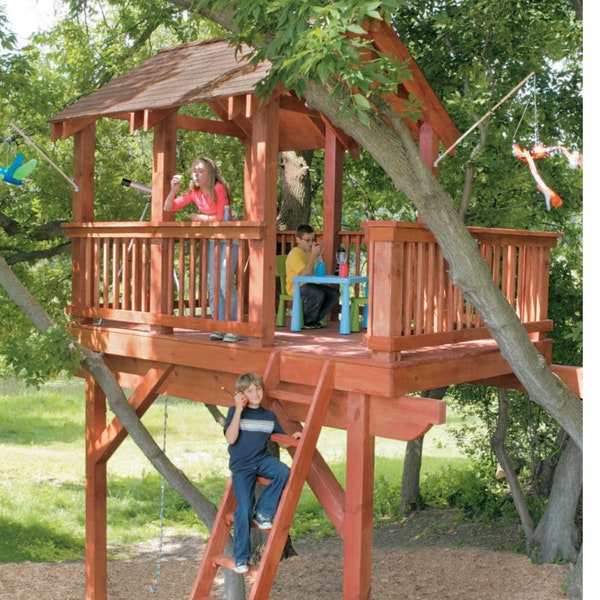 Treehouse PLANS DIY Build x Childrens Play House Shelter Self Build x Instant PDF Download