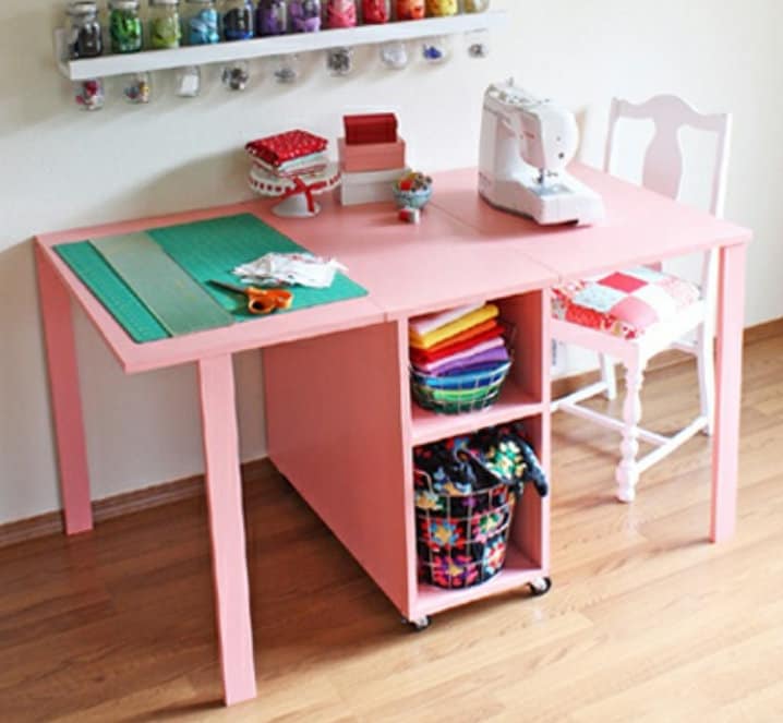 Foldable Sewing TABLE PLANS Expandable Crafting Table With Storage DIY Quilting Table Plans Instant Pdf Download Etsy