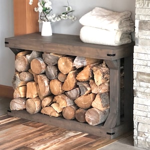 Brandhout Log Storage Unit PLANNEN Vintage - 49x16x30 DIY Console Tafel Zelfbouw Houtbewerking Plannen Schrijnwerk Hoe te plannen - Instant PDF Download