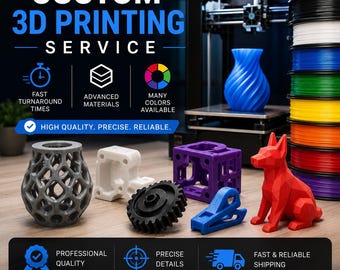 Custom 3D Printing and Design Service with Fast Turnaround & Quality Filament Options