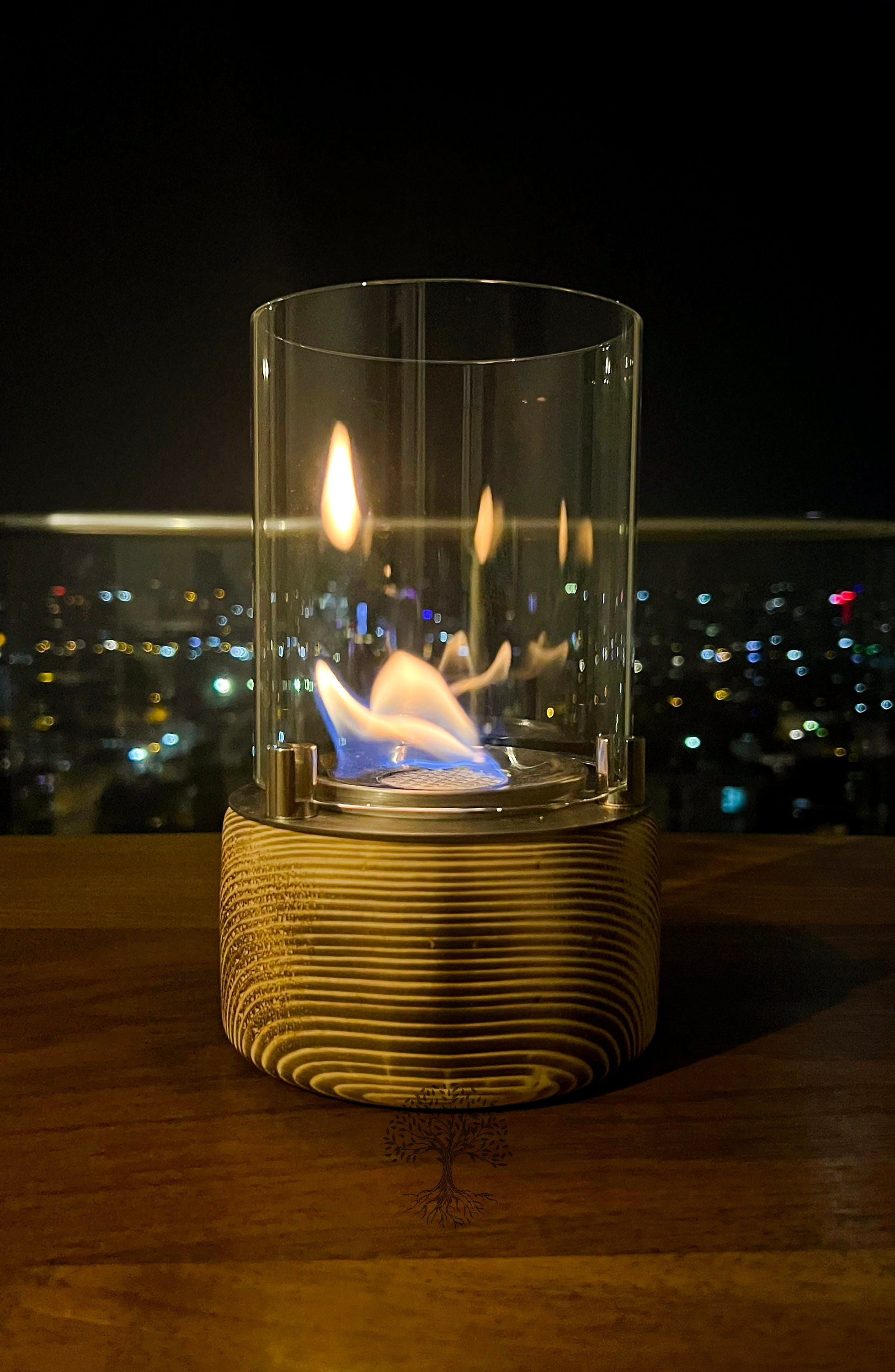 LEVIATHAN Desktop Fireplace , Wooden Fireplace Tabletop Fireplace