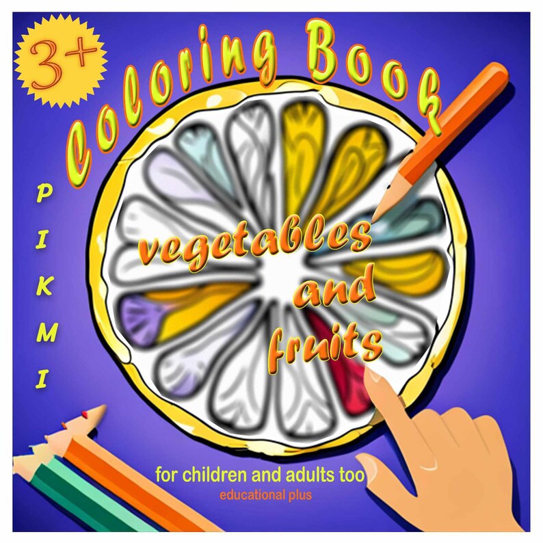 Instant Download, Children's Kids Coloring Book Vegetables and Fruits ...