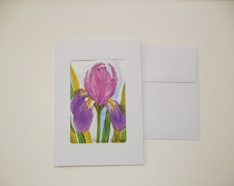 Purple Iris Watercolor Card and Envelope