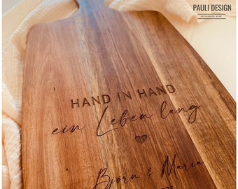 Cutting board wedding hand in hand