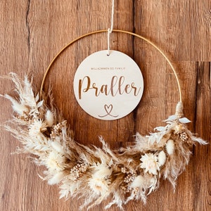 Loop Pampas Boho Wood Sign |Floral| dried flowers | personalized | wreath | Flower | hoop | metal ring | gift | door wreath