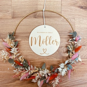 Loop Eucalyptus Wood Sign |Floral| dried flowers | personalized | wreath | Flower | hoop | metal ring | gift | door wreath