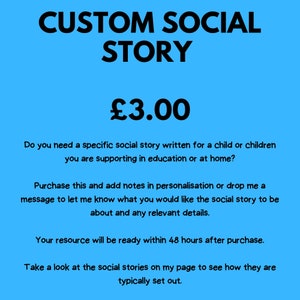 Custom social story | personalised social story | create your own social story | digital download | special educational needs resources