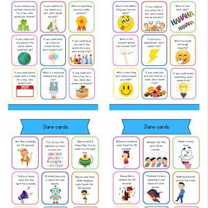 Preguntas para romper el hielo para niños / Tarjetas de verdad o reto para niños / Tarjetas de preguntas para niños