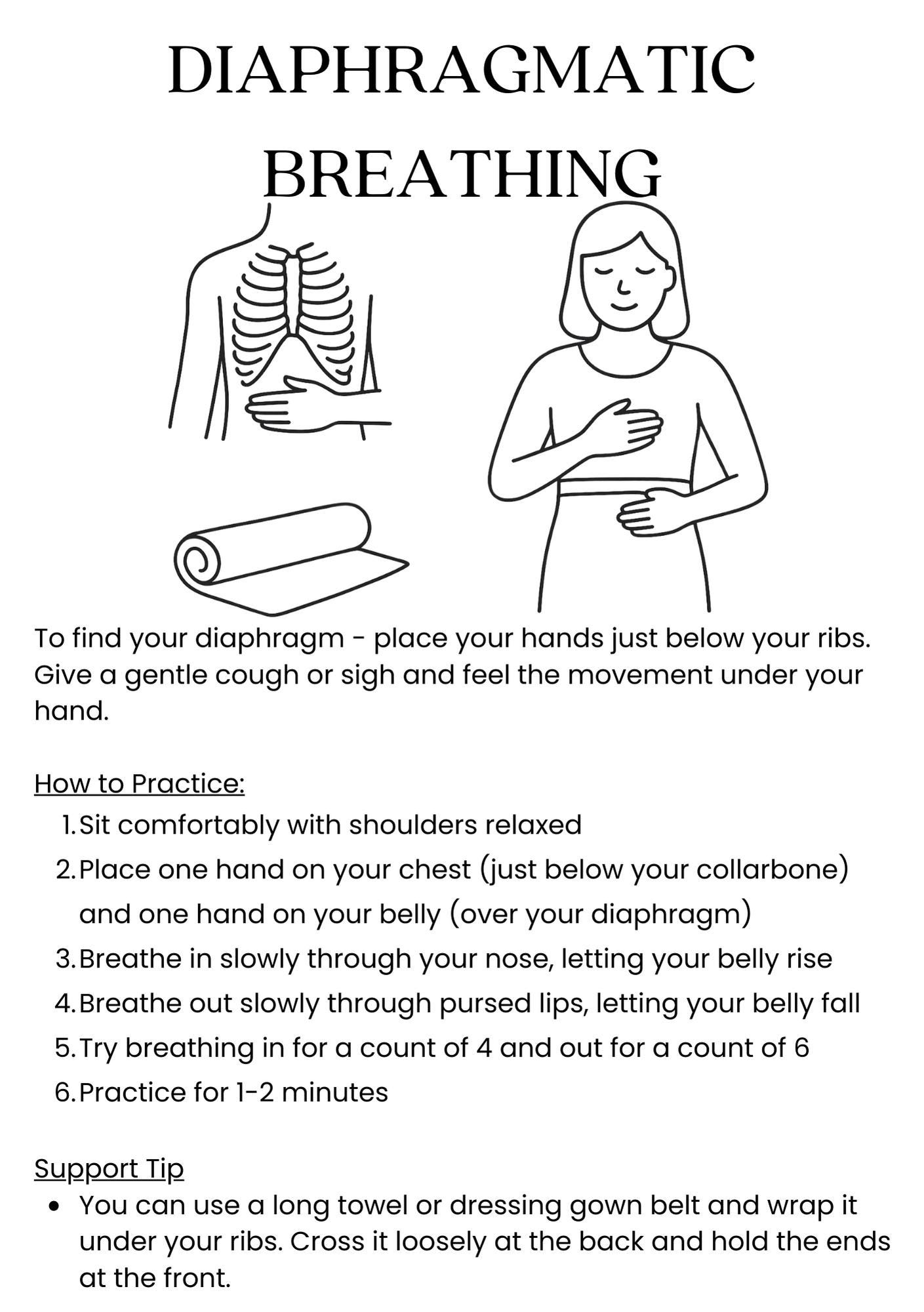 Diaphragmatic Breathing PDF | Guided Breathing Exercise - Etsy