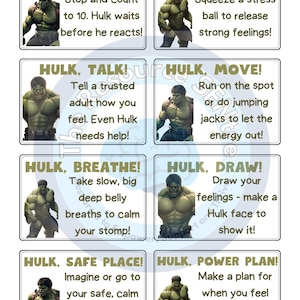 Superhelden Bewältigungskarten | Superhelden Emotionsregulierung | Hulk Ruhe Karten