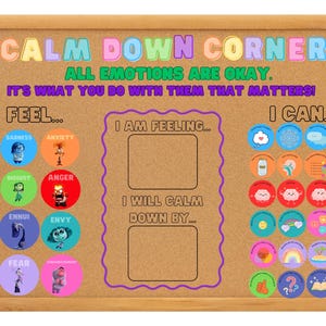 Inside out 2 calm down corner | Inside out 2 emotions display board | Inside out 2 coping strategies | Inside out bulletin board