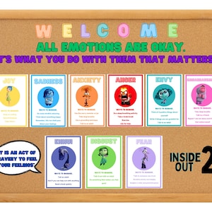 Binnenstebuiten 2 emoties displaybord variatie 2 | Binnenstebuiten 2 copingstrategieën | GROOTSCHALIGE UITGAVE