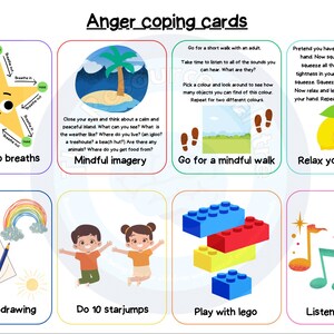 Tarjetas de afrontamiento para niños / Regulación de emociones para niños / Tarjetas de afrontamiento de la ira / Gestión de la conducta