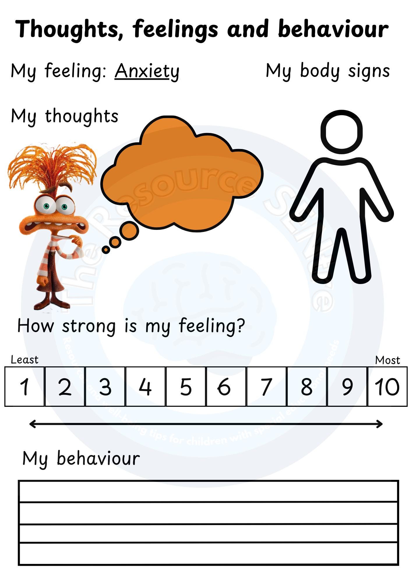 Thoughts feelings actions worksheets