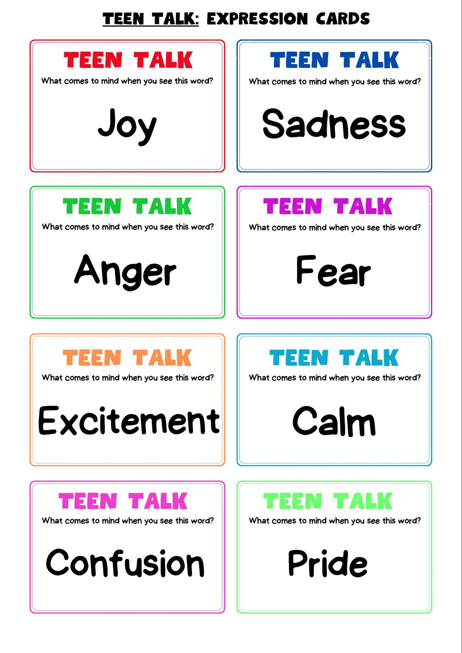 Teen Therapy Question Cards: Expression Prompts (digital PDF) - Etsy