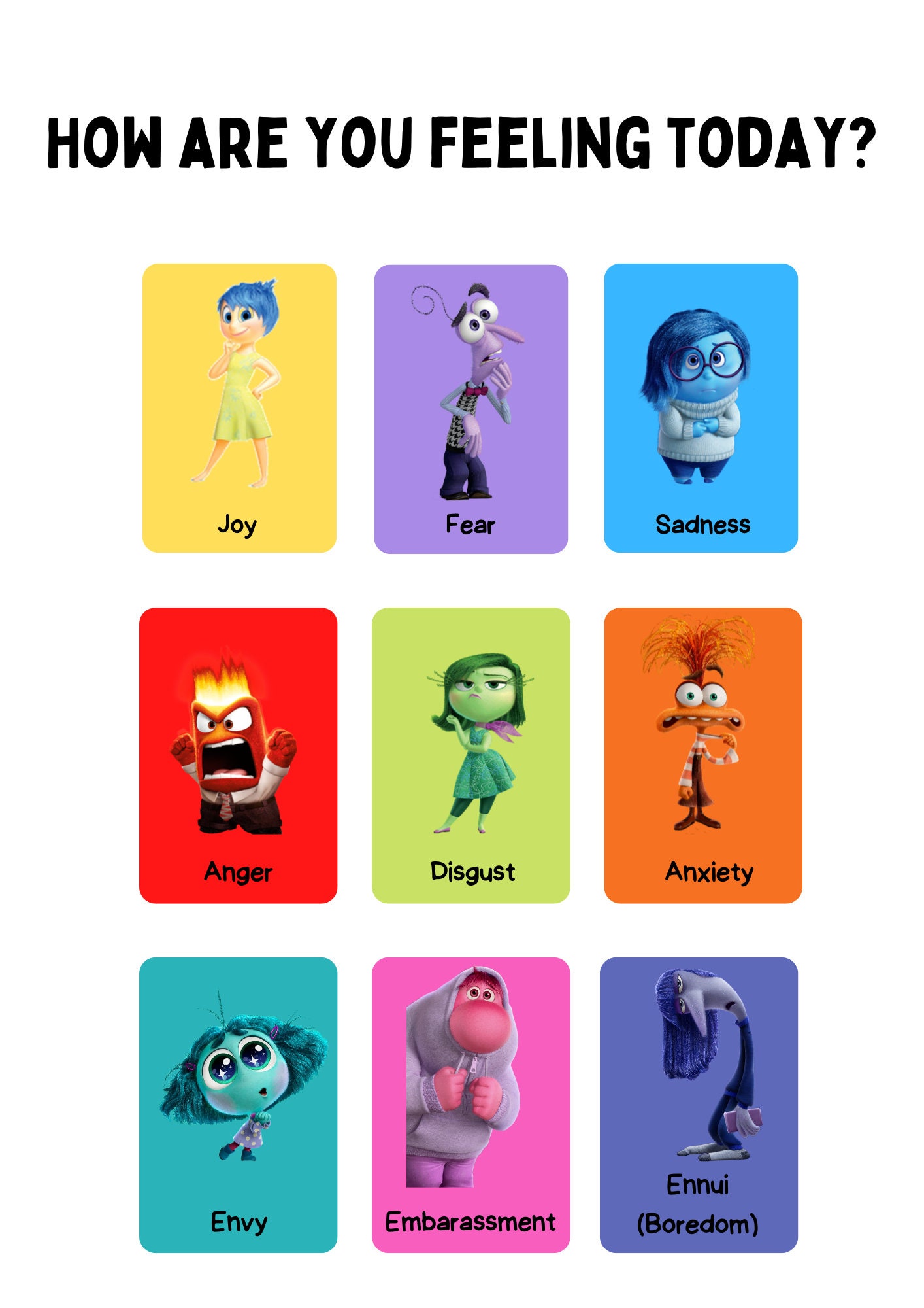 Inside Out 2 Emotion Check in Inside Out 2 Characters Etsy