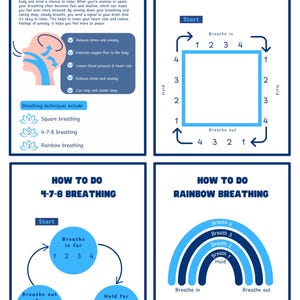 Breathing exercises | breathing techniques | breathing posters | breathing flashcards | anxiety techniques
