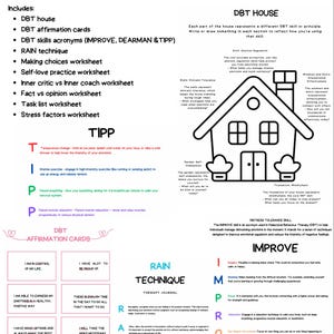 DBT Worksheets Bundle | DBT bundle | DBT skills | dbt skills | Mental Health Resources | Printable Therapy Worksheets | dbt