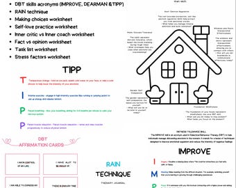 Pacchetto di fogli di lavoro DBT: salute mentale, competenze e tecniche (download digitale)