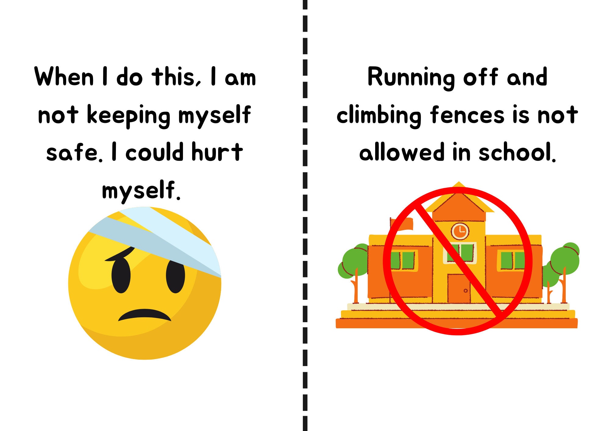 Running off Climbing Fences Social Story Keeping Safe Social Story