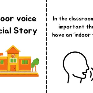 Indoor voice social story talking loudly or shouting out in class social story child shouting out