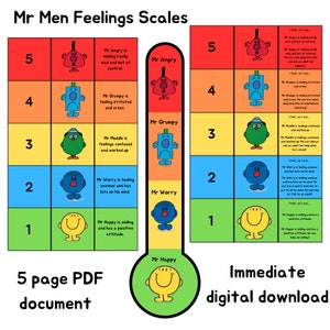 Test des émotions à l'école de régulation émotionnelle M. hommes émotions téléchargement numérique échelle des sentiments | thermomètre des sentiments | bien-être des enfants