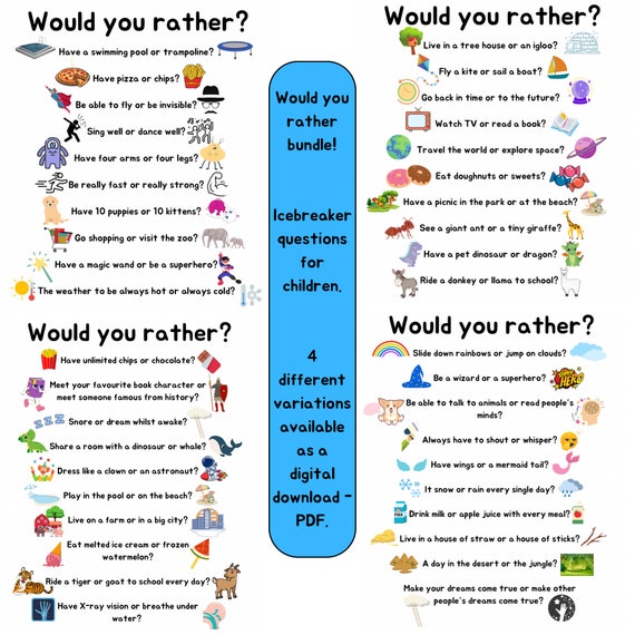 Would You Rather Party Game | This or That Questions | Conversation Starter  | Party Starter Icebreaker Questions | EASY Instant Download NOW