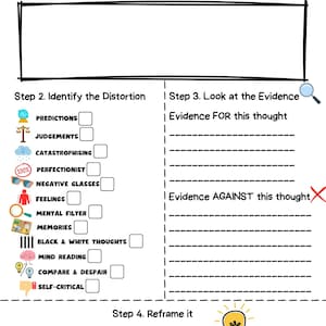 役に立たない思考スタイルのワークシート | 認知の歪みに関するアクティビティ | 思考は事実ではない