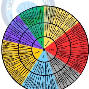 Emotions Wheel | Emotion Wheel & Reflection Prompts | Emotional Awareness Tool | Therapy Resource Printable