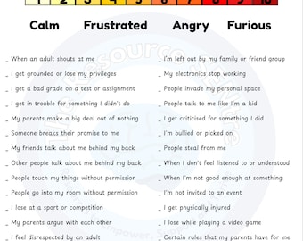 Anger Triggers Worksheet | 0–10 Anger Scale Printable