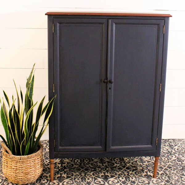 Wardrobe Armoire With Hanging Rod Etsy
