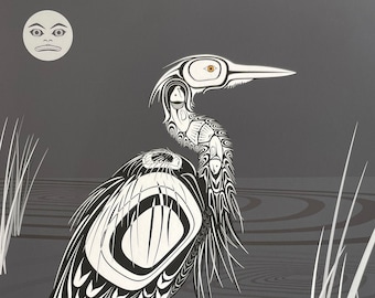 Blue Heron Giclée Print – Tlingit Native Northwest Coast Art (11x14)