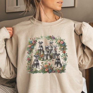 Miniature Schnauzer Sweatshirt, Miniature Schnauzer Shirt, Schnauzer Gifts, Schnauzer Mom Shirt, Floral Dog Sweatshirt, Dog Mom Shirt, Dogs